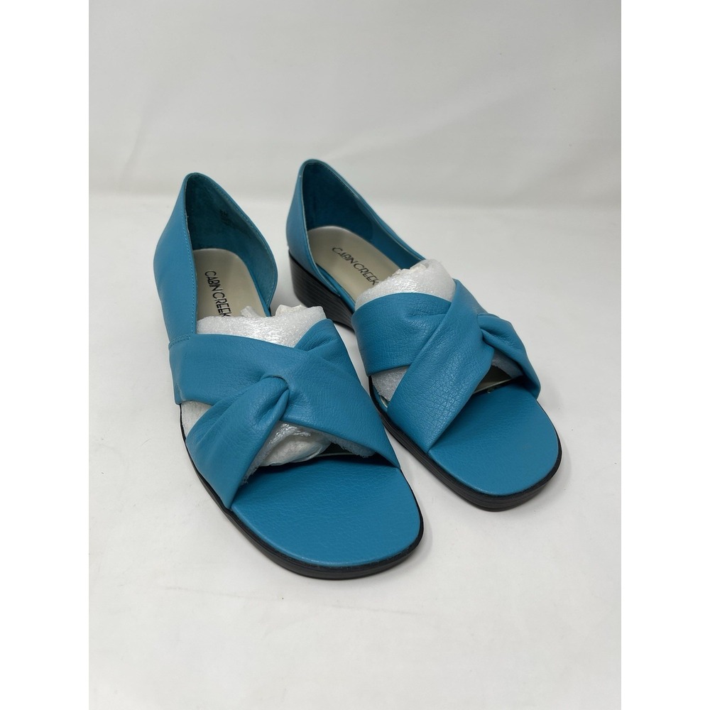 Cabin Creek Vintage Sandals Women's Size 8 Turquoise Slip On Comfort Shoes As-Is